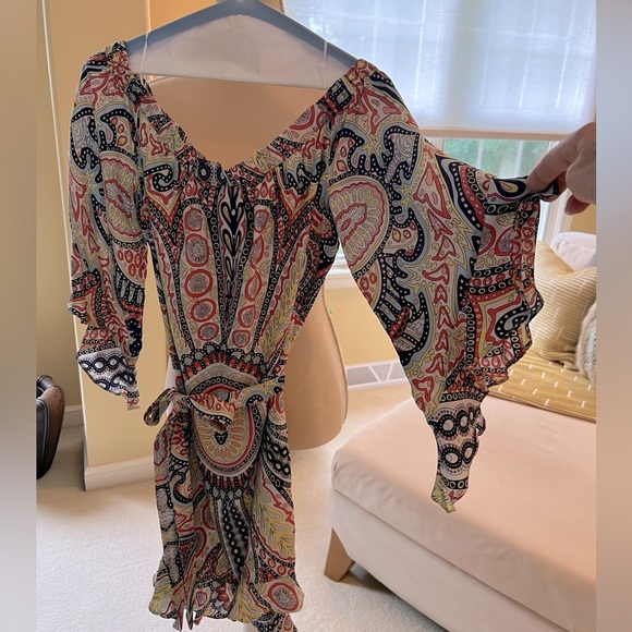 NWT!  Alice and Trixie paisley silk dress in L with tie waist in multi color. - Picture 4 of 8